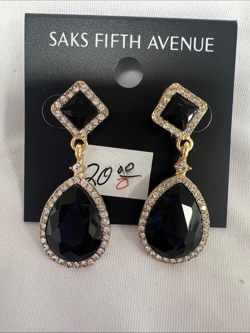 Saks Fifth Avenue Gold-Tone Black Teardrop & Square Crystal Drop Earrings